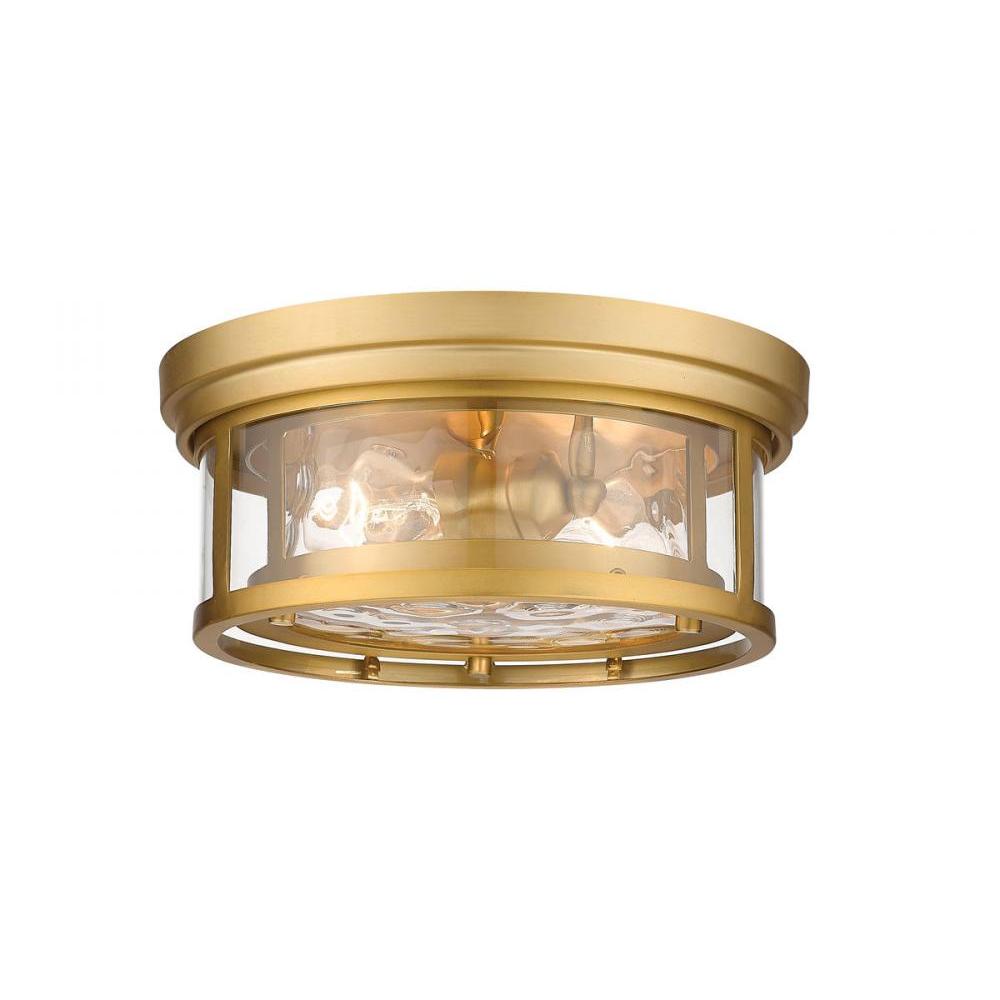 2 Light Flush Mount Light-Inner Clear Water & Outer Clear