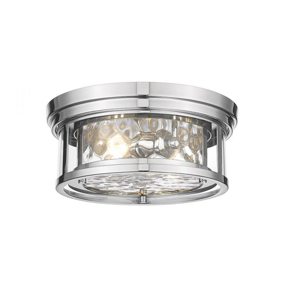 2 Light Flush Mount Light-Inner Clear Water & Outer Clear