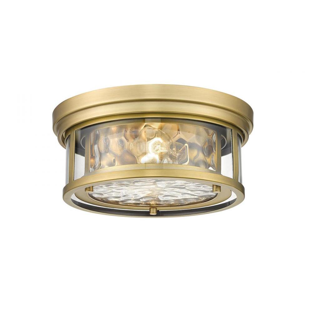 2 Light Flush Mount Light-Inner Clear Water & Outer Clear