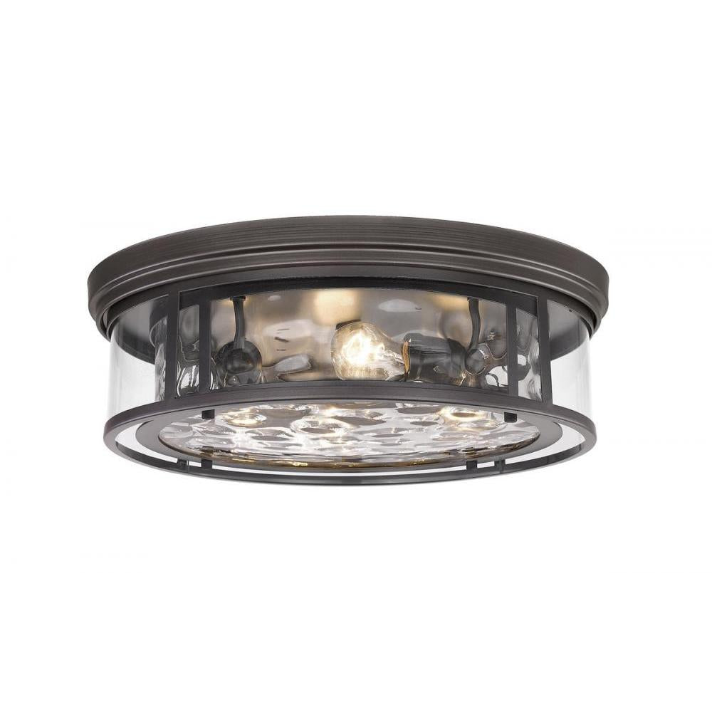 4 Light Flush Mount Light-Inner Clear Water & Outer Clear