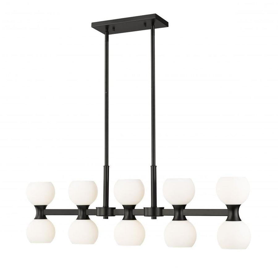 10 Light Linear Chandelier-Matte Opal