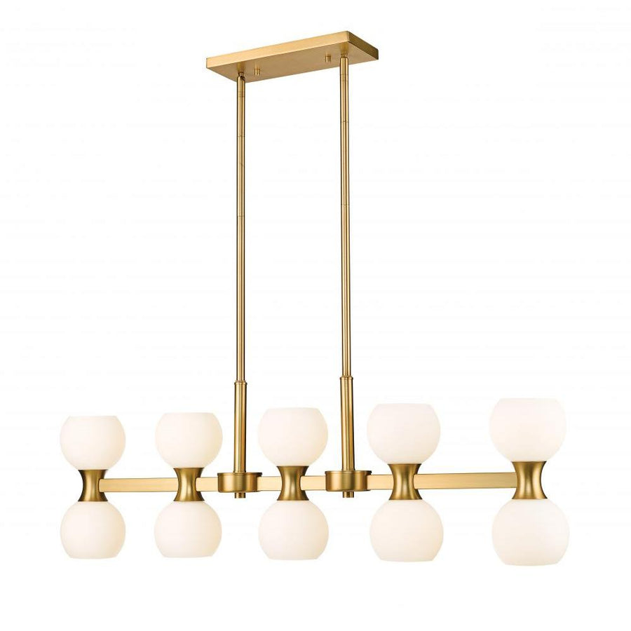 10 Light Linear Chandelier-Matte Opal
