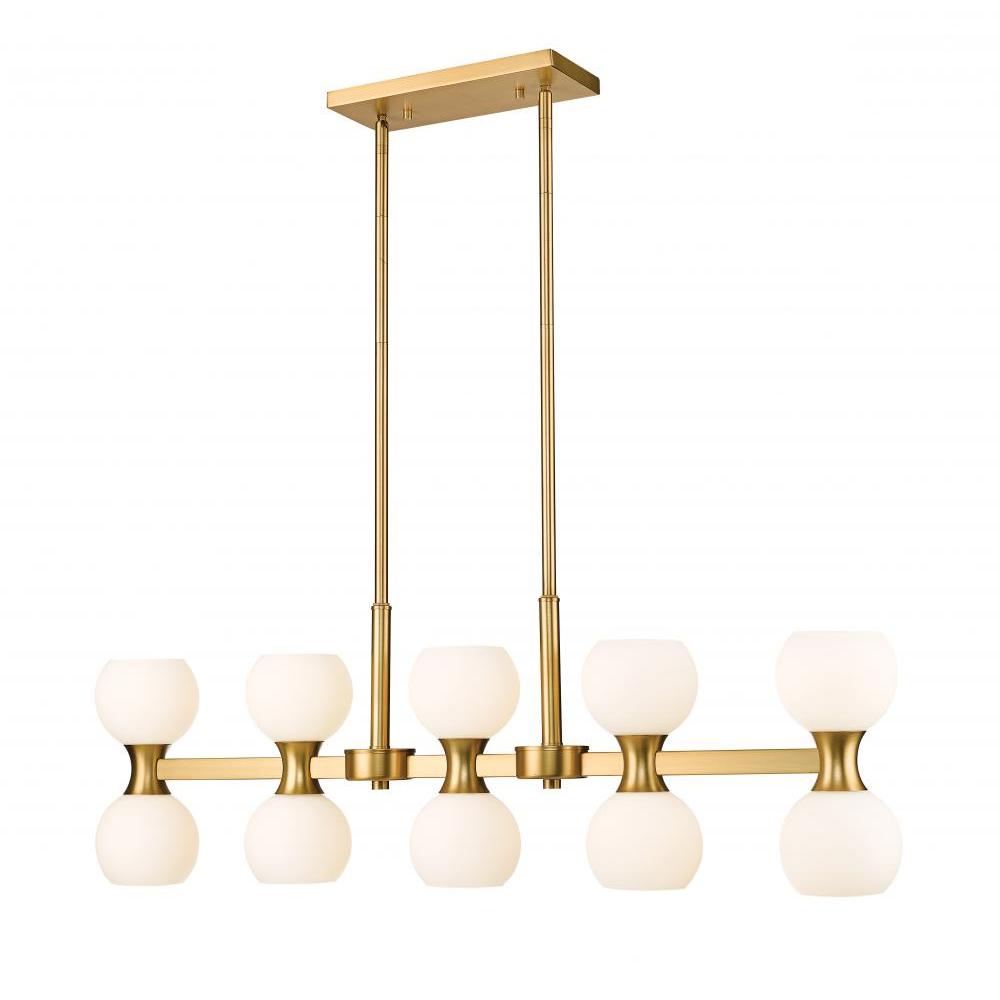10 Light Linear Chandelier-Matte Opal