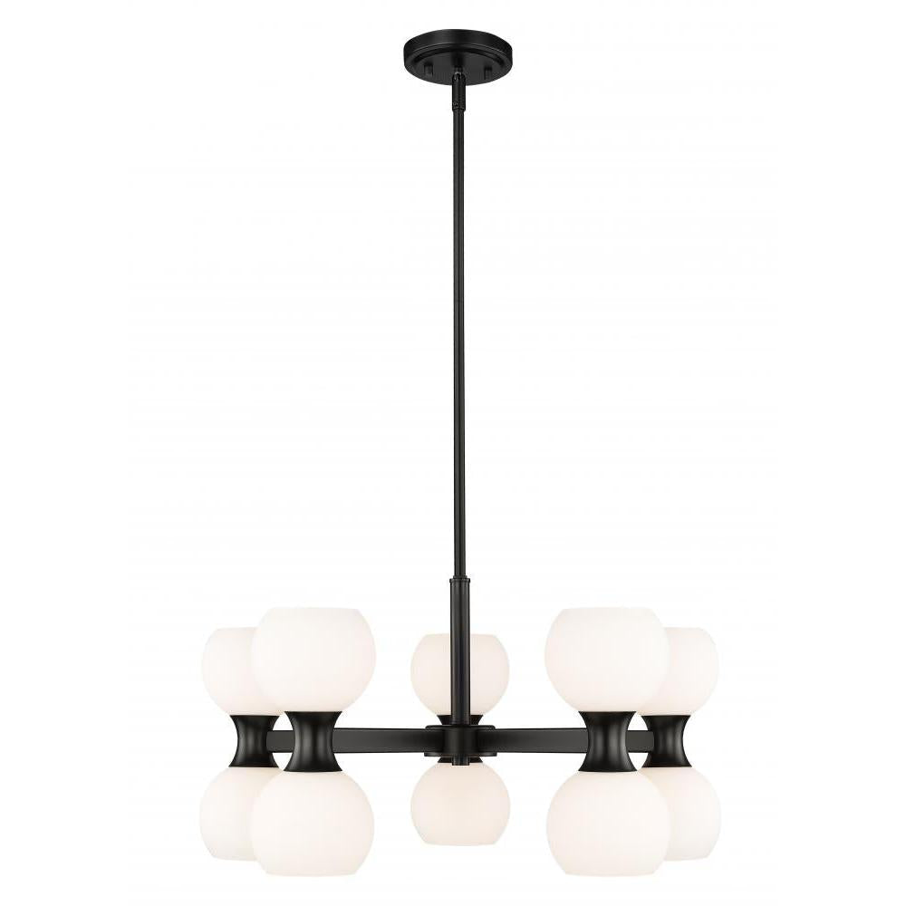 10 Light Chandelier-Matte Opal