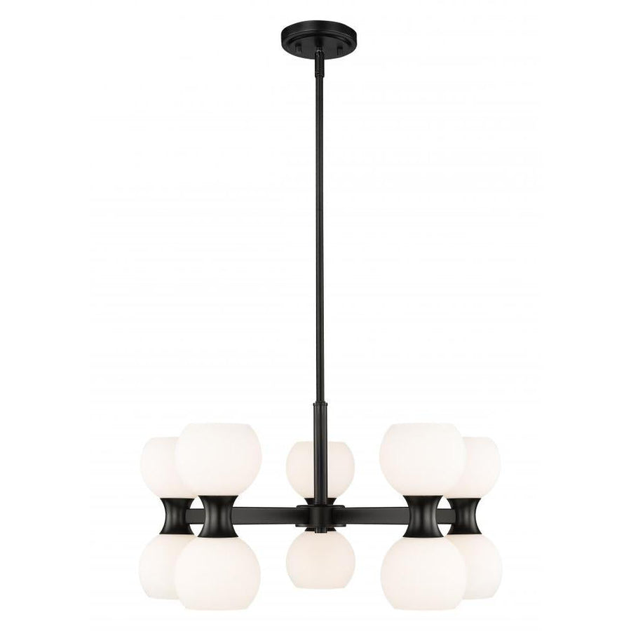 10 Light Chandelier-Matte Opal