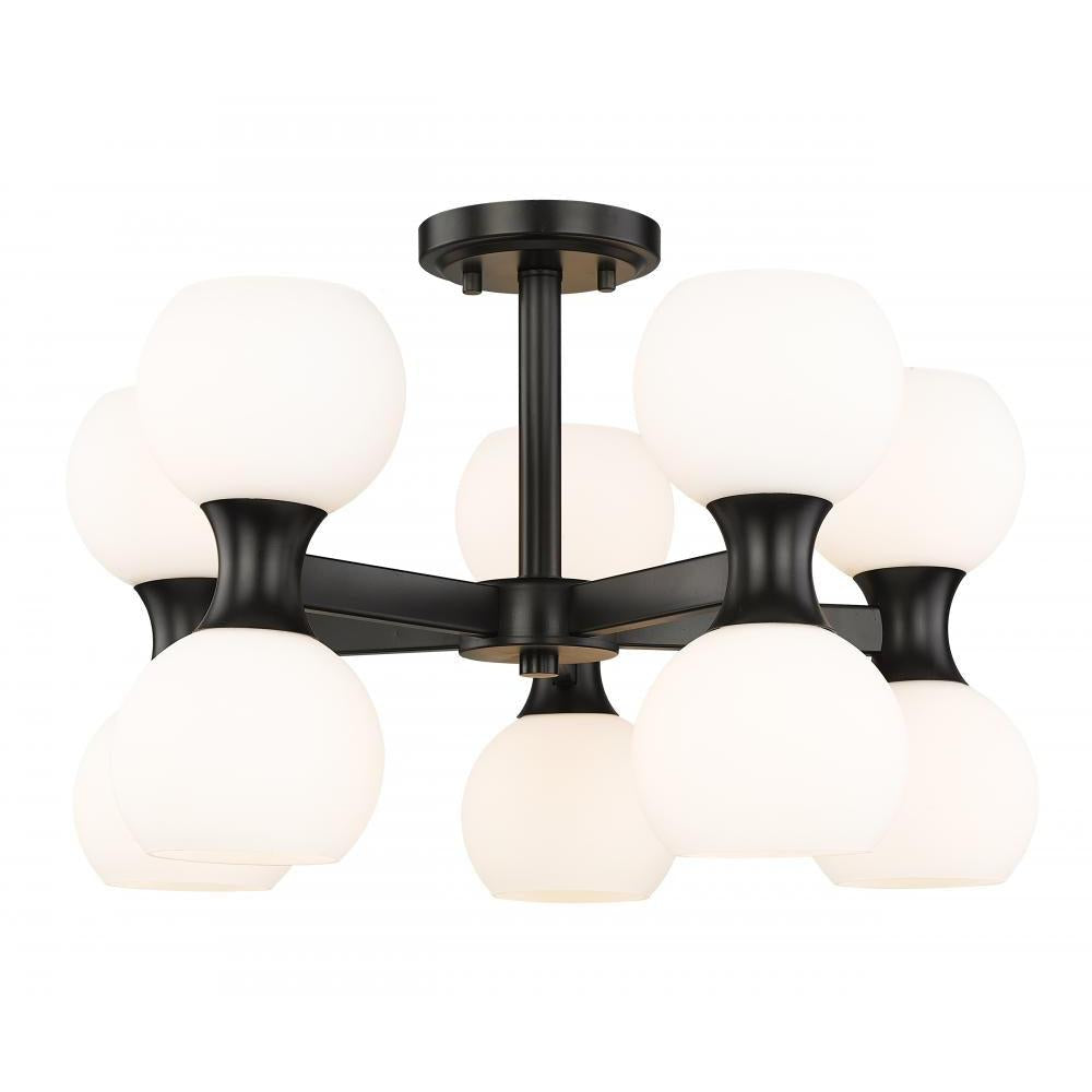 10 Light Semi Flush Mount Light-Matte Opal