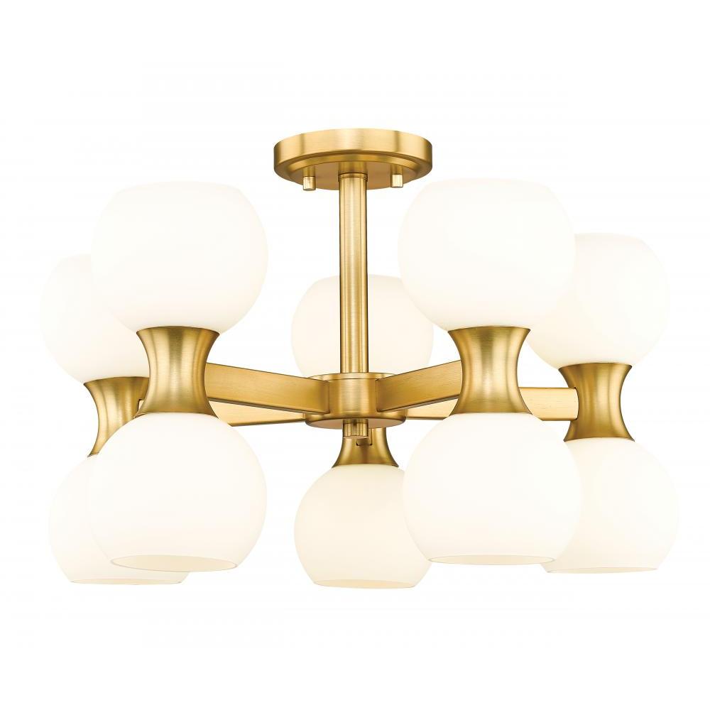 10 Light Semi Flush Mount Light-Matte Opal