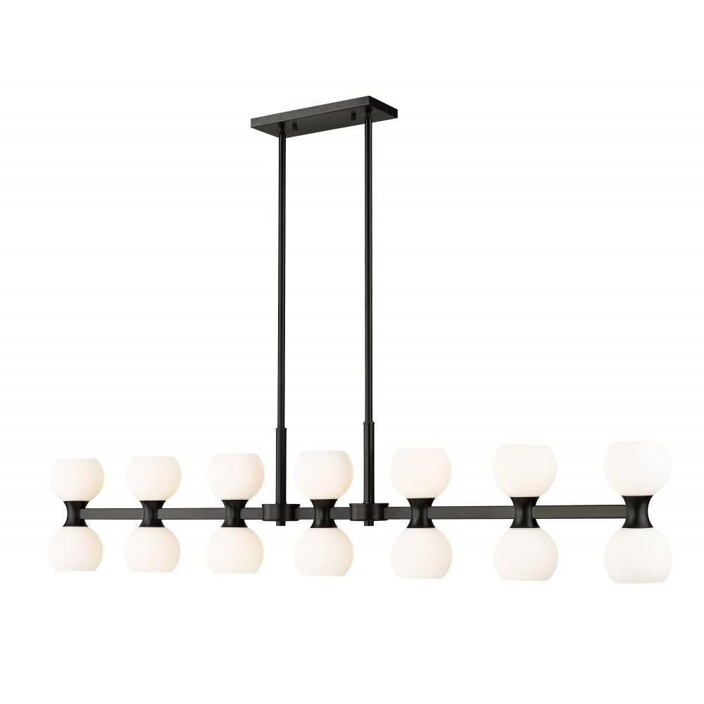 14 Light Linear Chandelier-Matte Opal