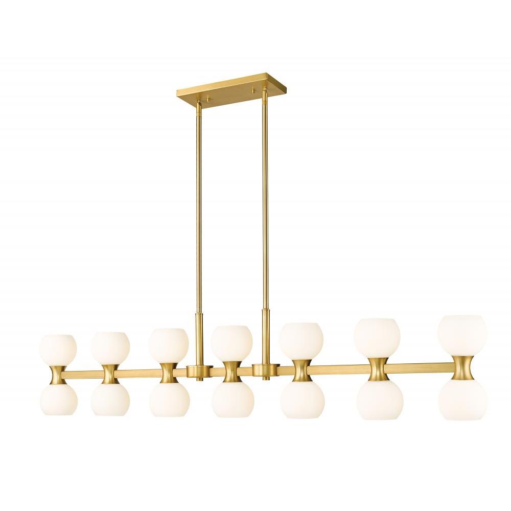 14 Light Linear Chandelier-Matte Opal
