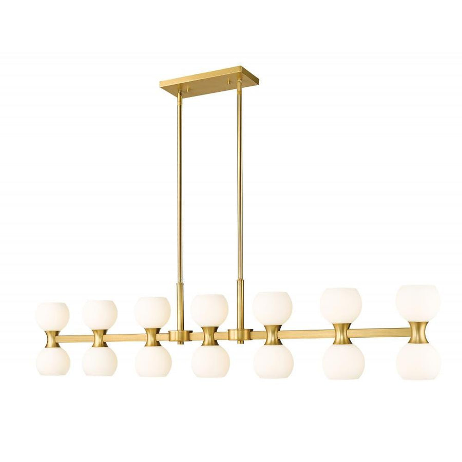 14 Light Linear Chandelier-Matte Opal