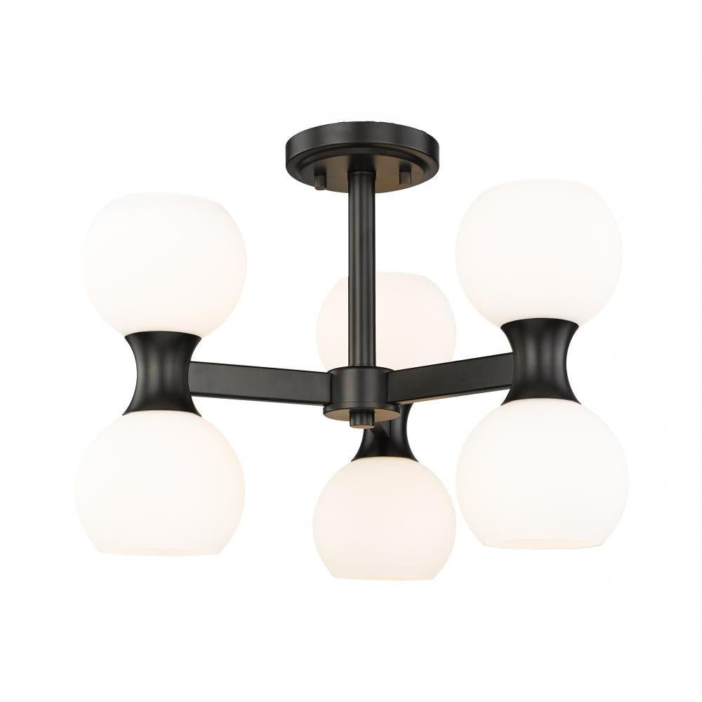 6 Light Semi Flush Mount Light-Matte Opal