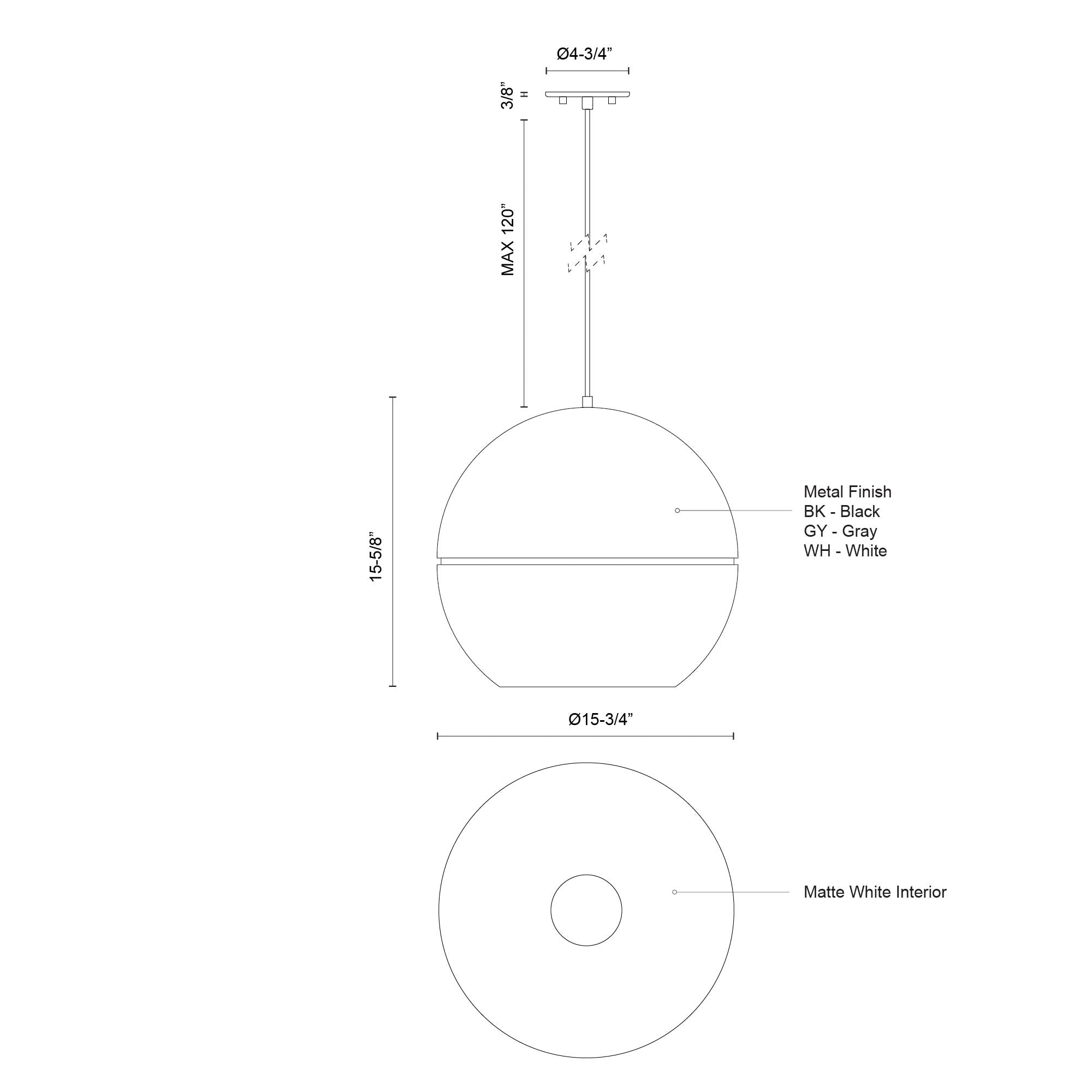Lucas 16-in White 1 Light Pendant