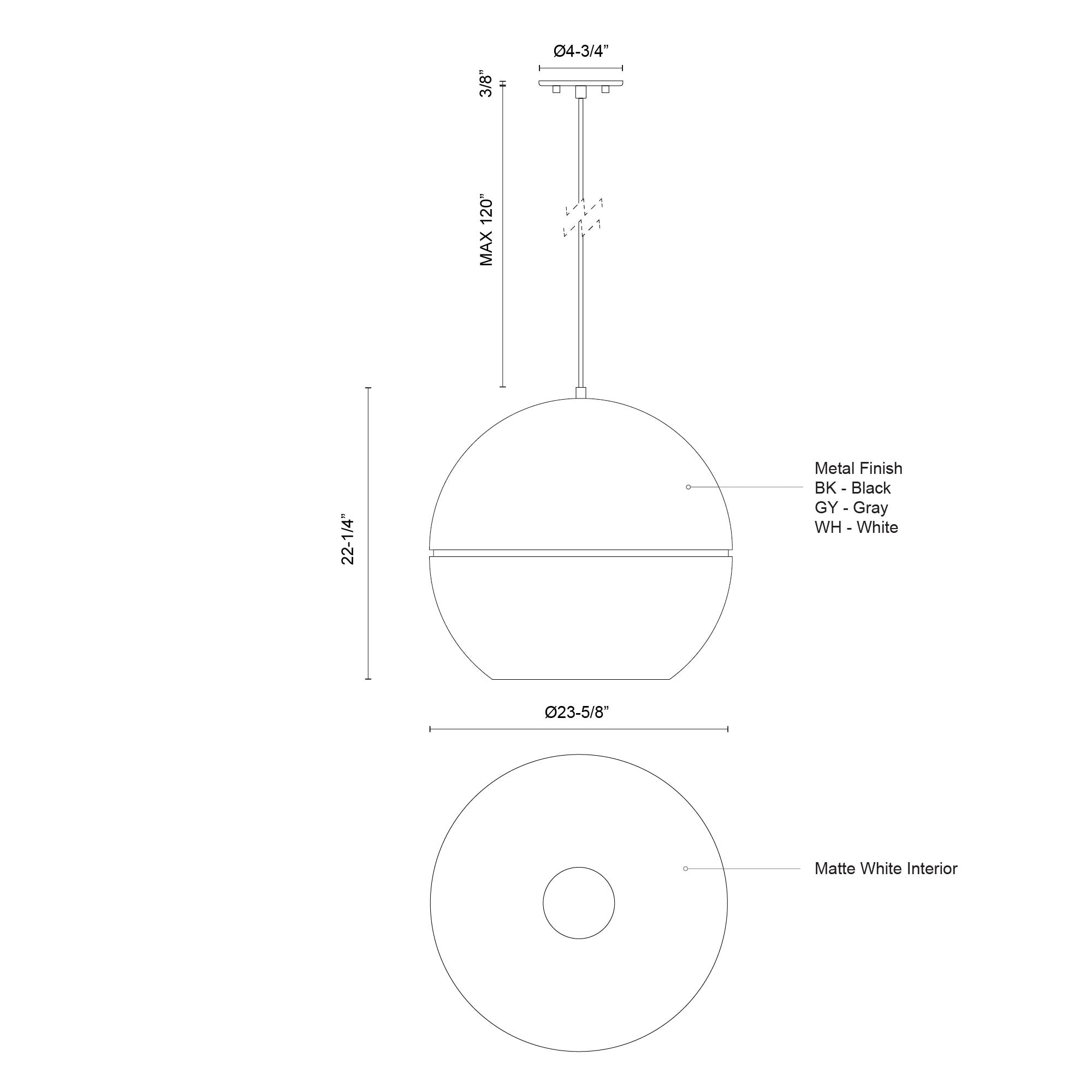 Lucas 24-in White 1 Light Pendant