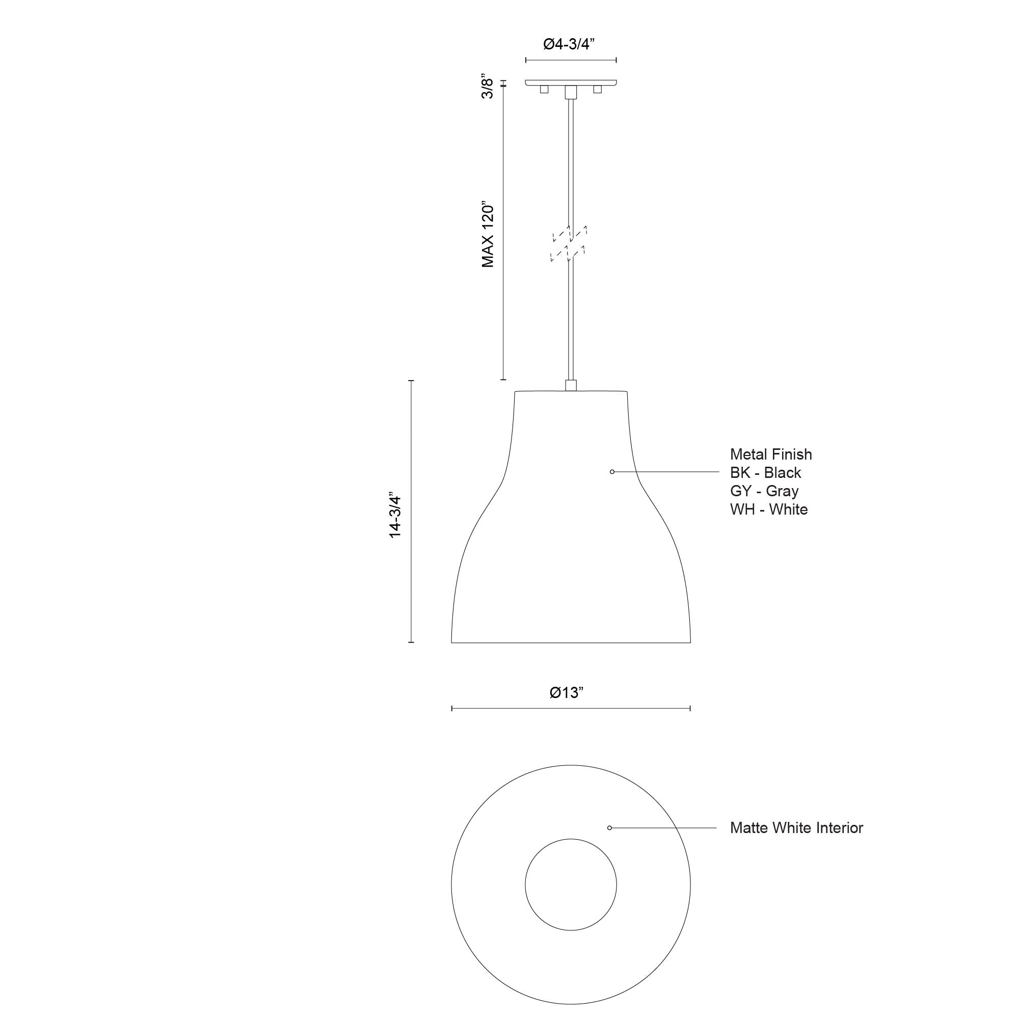 Cradle 13-in Gray 1 Light Pendant