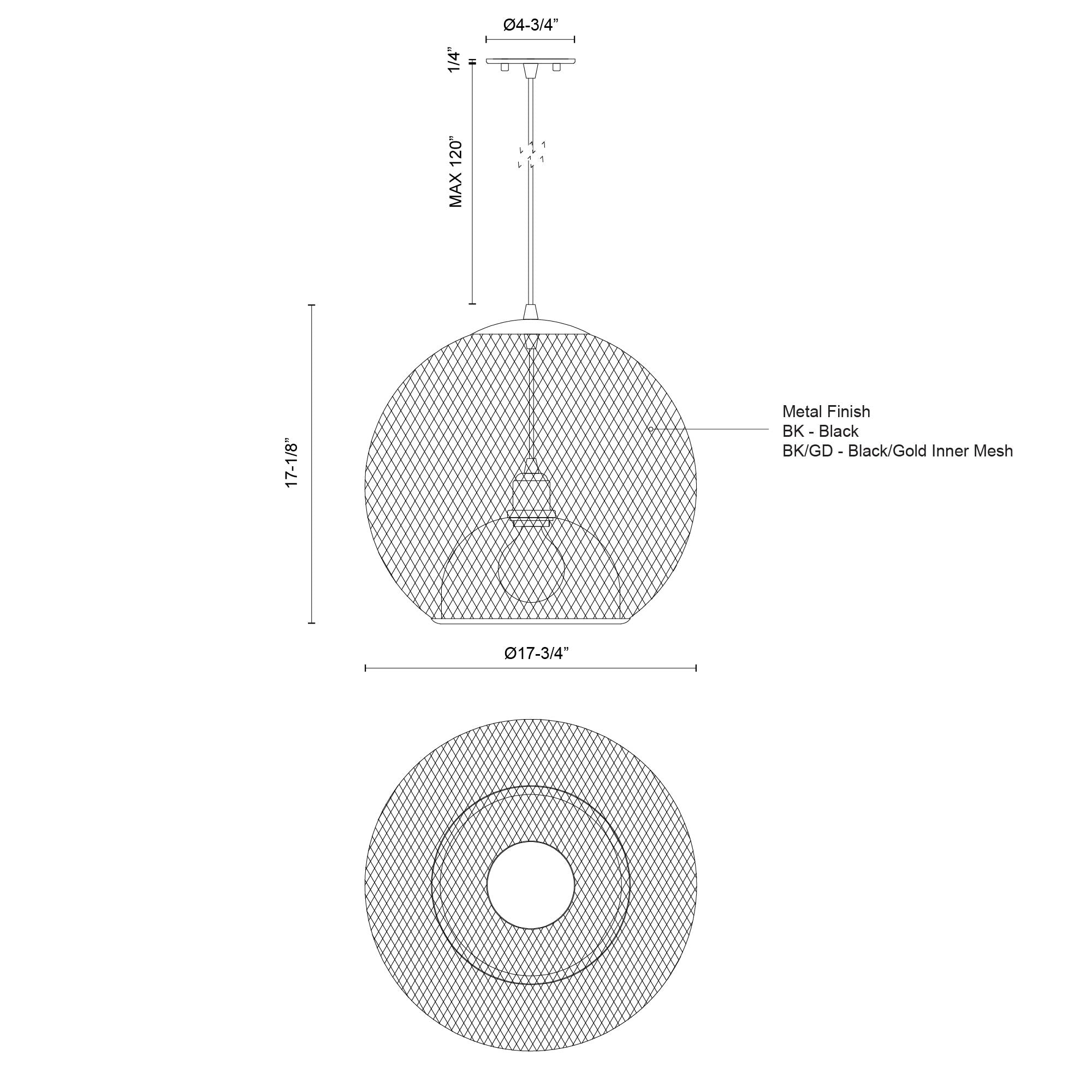 Gibraltar 18-in Black 1 Light Pendant