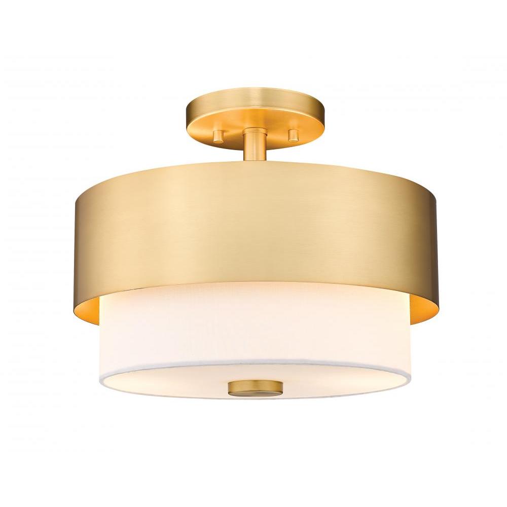 2 Light Semi Flush Mount Light-White