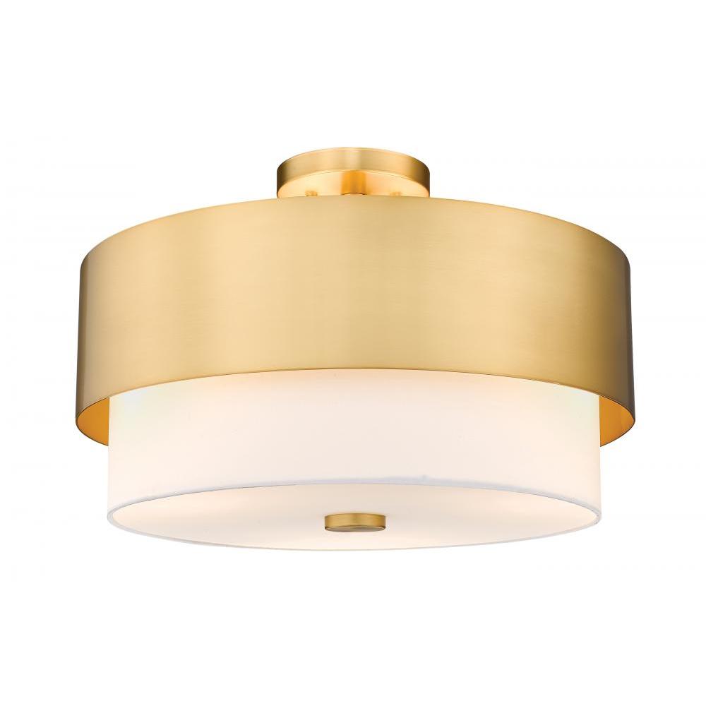 3 Light Semi Flush Mount Light-White