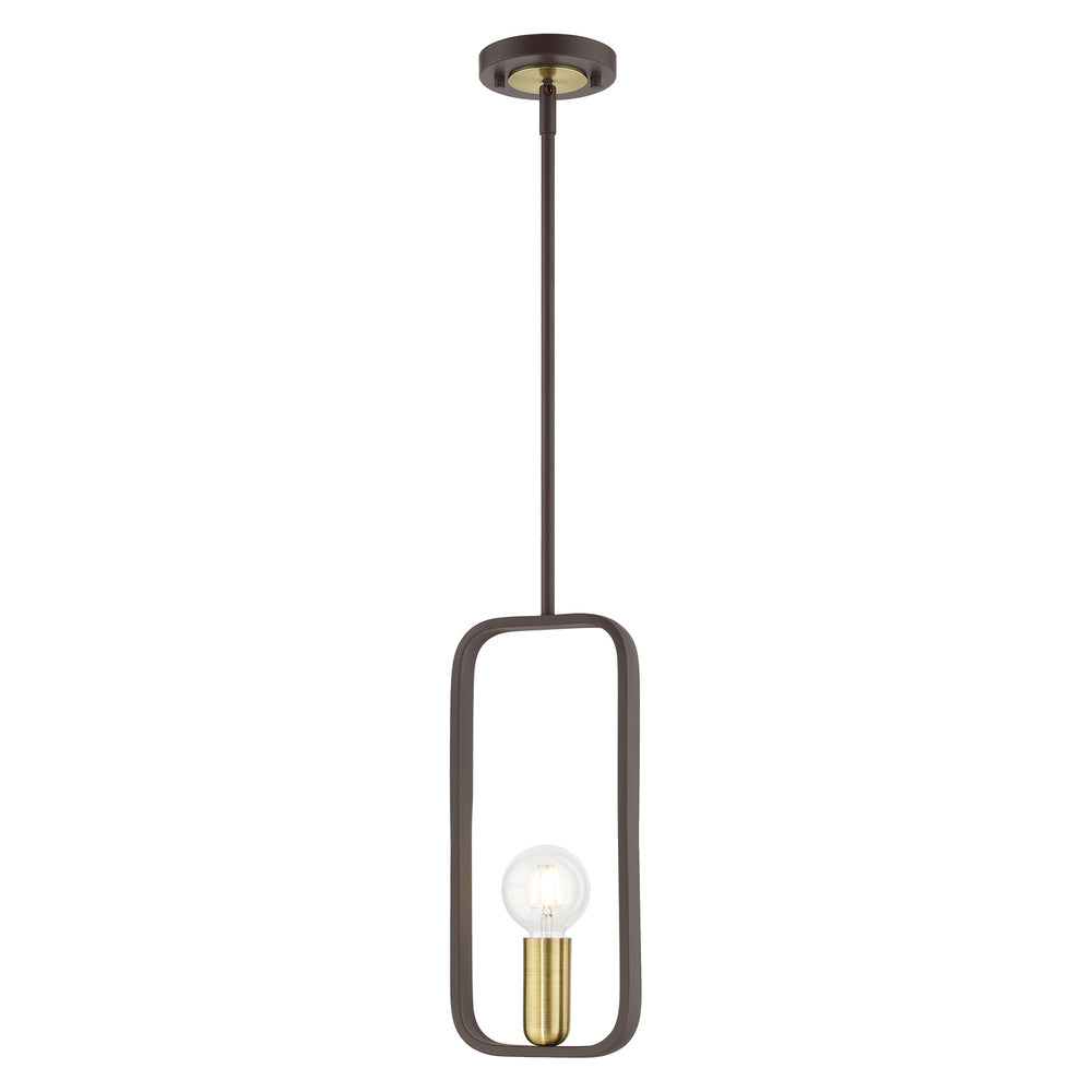 Livex Lighting BERGAMO 49741-07 Pendant Contemporary - Bronze With Antique Brass Accents