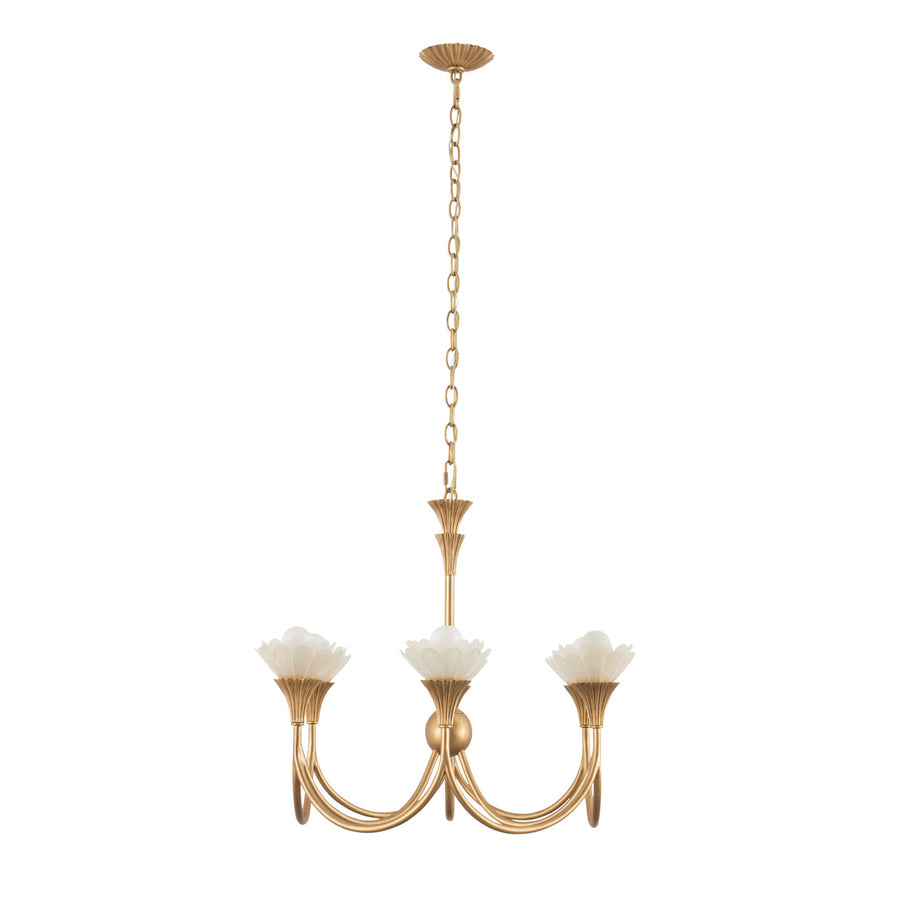 Flora 28-in 6 Light (40-watt) Modern Gold Chandelier