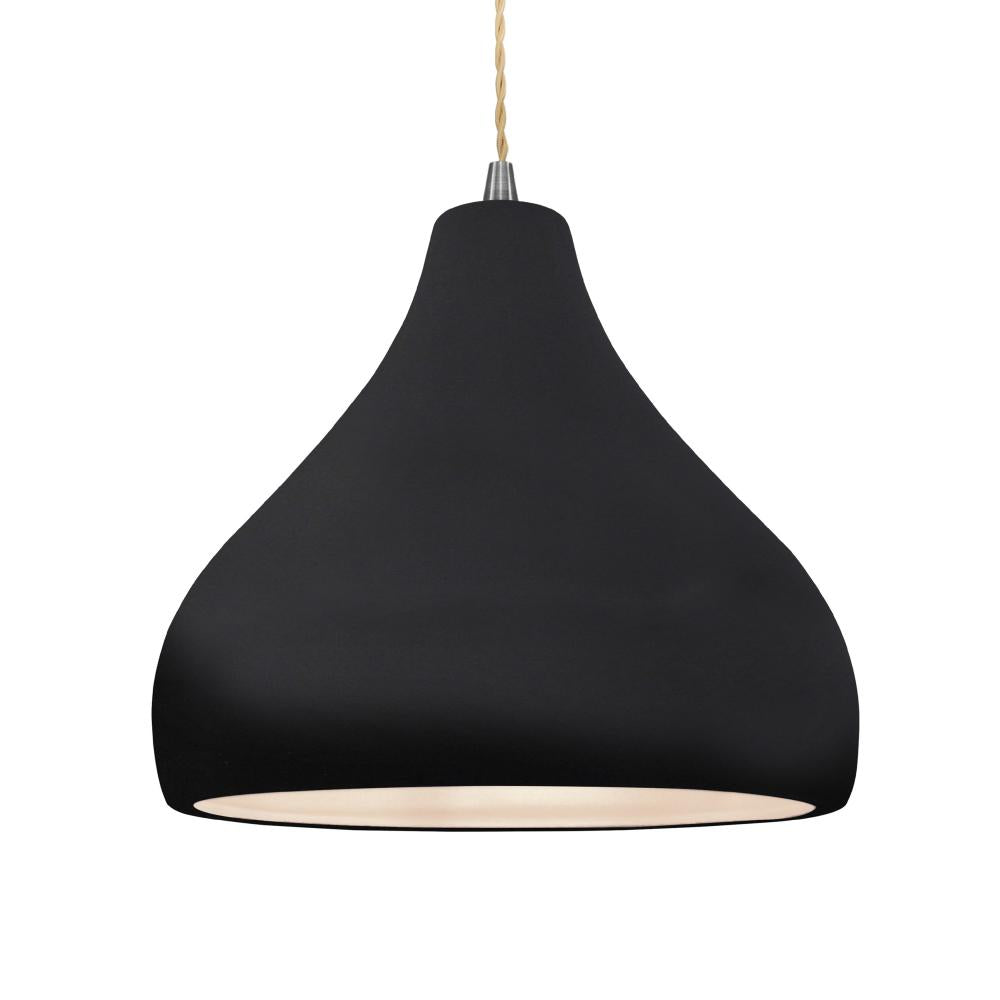 Justice Design Group RADIANCE CER-6565-BKMT-NCKL-BEIG-TWST-LED1-700 Pendant - Gloss Black With Matte White Internal