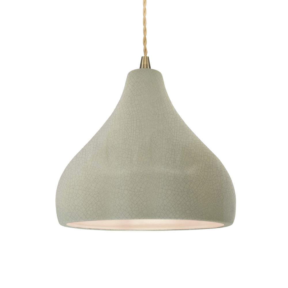 Justice Design Group RADIANCE CER-6563-CKC-ABRS-BEIG-TWST-LED1-700 Pendant - Celadon Green Crackle