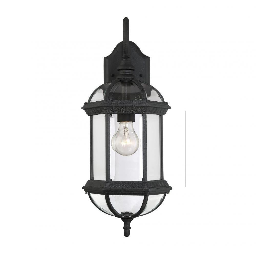 Kensington 1-Light Outdoor Wall Lantern in Textured Black