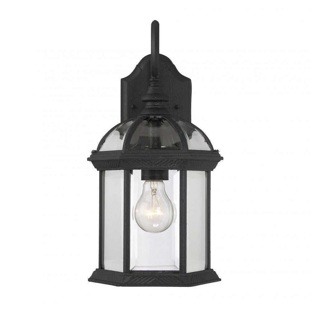 Kensington 1-Light Outdoor Wall Lantern in Textured Black