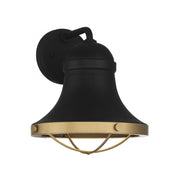 Belmont 1-Light Outdoor Dark Sky Wall Lantern in Textured Black with Warm Brass Accents
