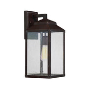 Brennan 1-Light Outdoor Wall Lantern in English Bronze with Gold