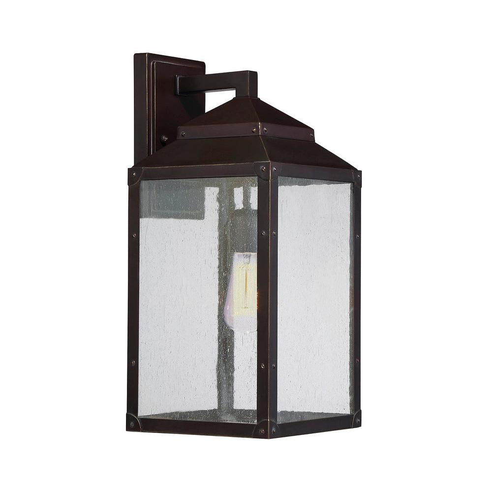 Brennan 1-Light Outdoor Wall Lantern in English Bronze with Gold