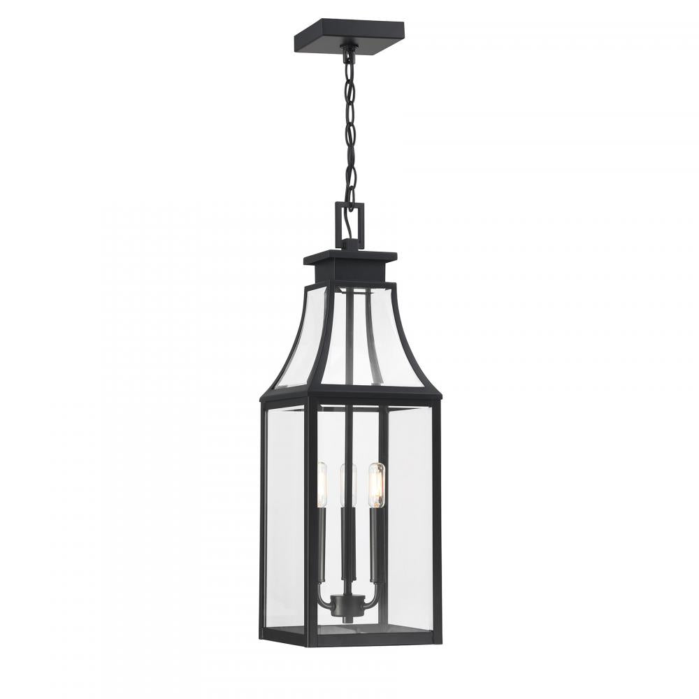 Emery 3-Light Outdoor Hanging Lantern in Matte Black
