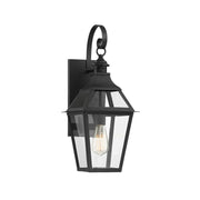 Jackson 1-Light Outdoor Wall Lantern in Matte Black with Gold Highlights