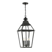 Jackson 4-Light Outdoor Hanging Lantern in Matte Black with Gold Highlights