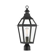 Jackson 1-Light Outdoor Post Lantern in Matte Black with Gold Highlights