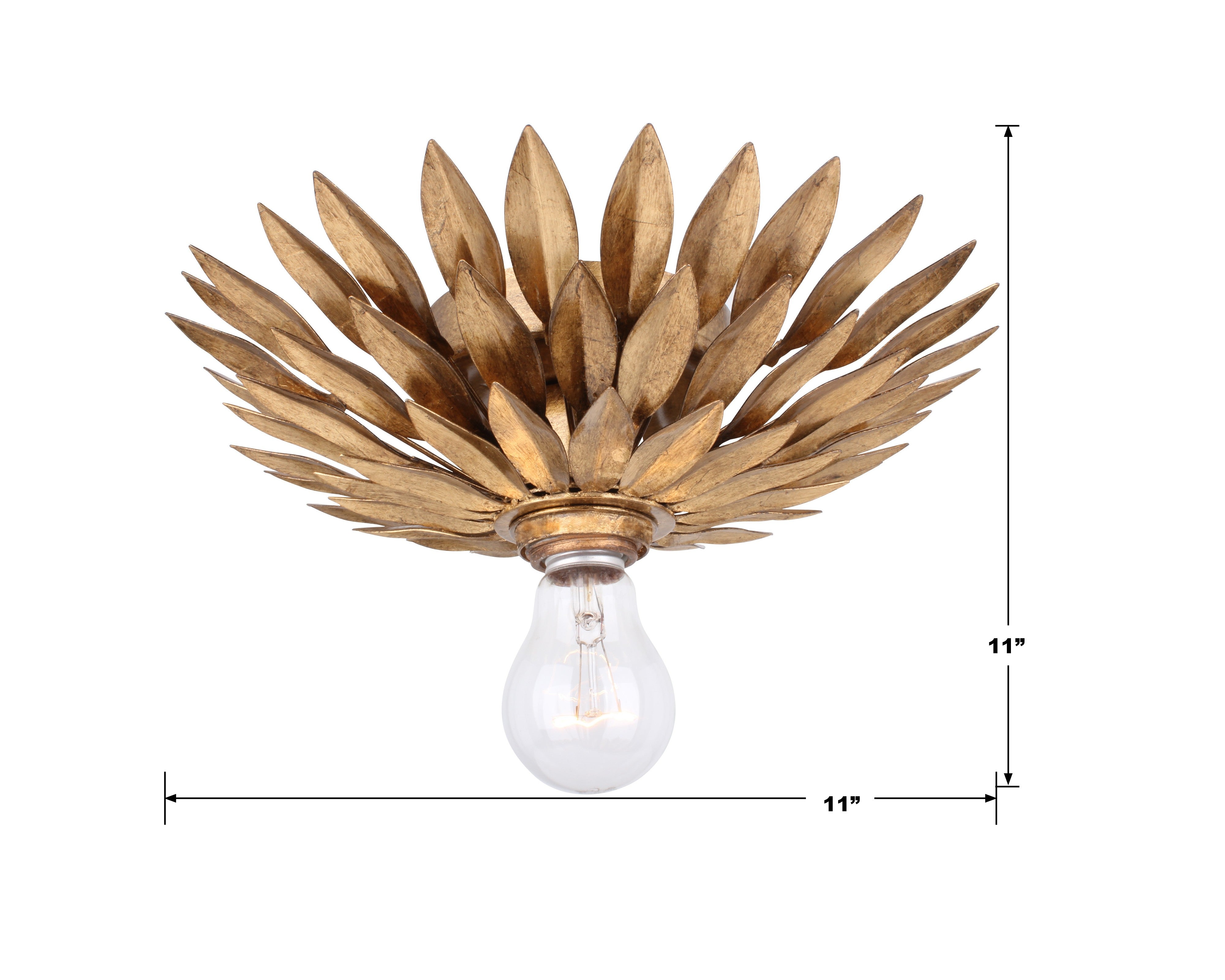 Crystorama Broche 500-GA – 11 Inch – 1 Light – Semi Flush Mount Light – Antique Gold – Damp Rated
