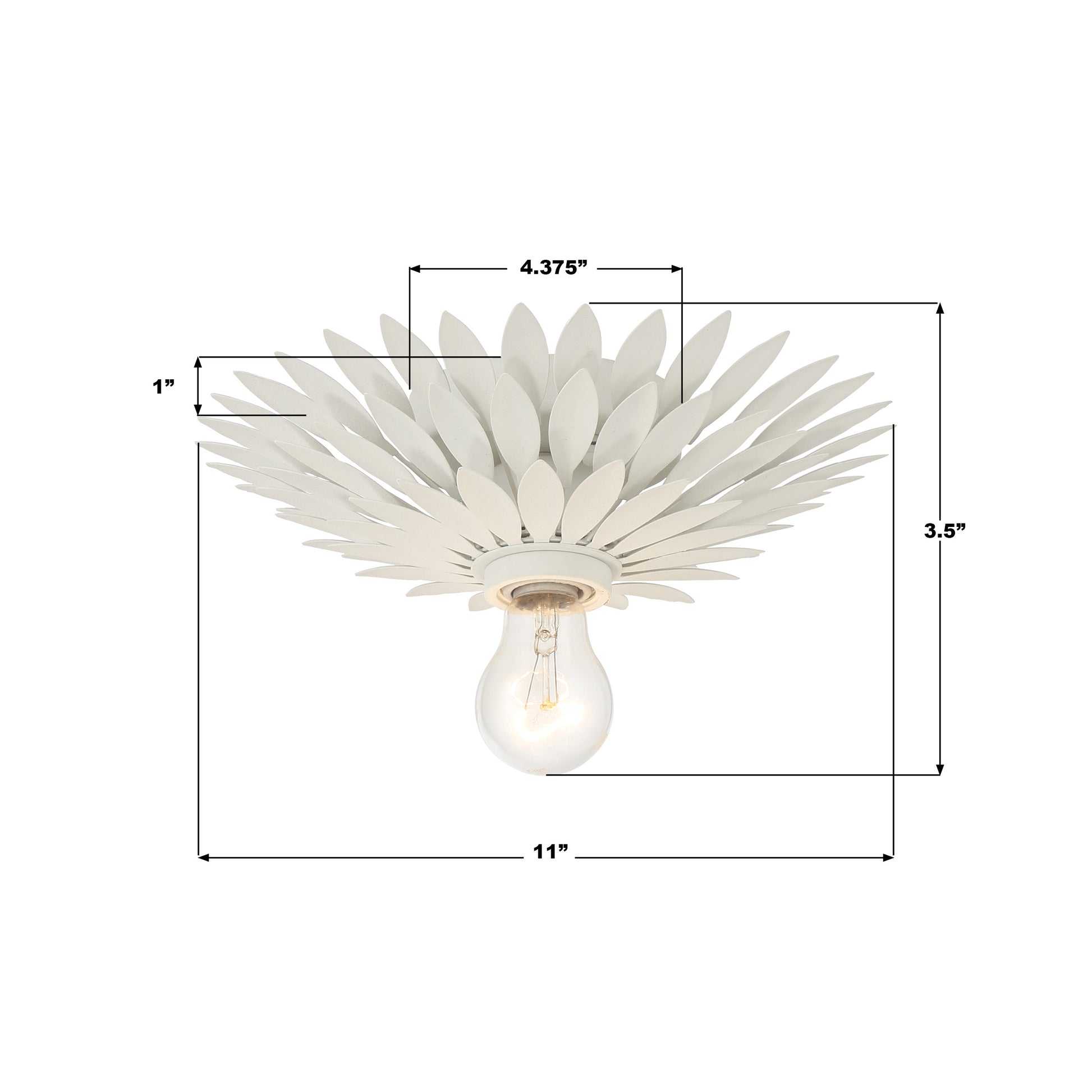 Crystorama Broche 500-MT – 11 Inch – 1 Light – Semi Flush Mount Light – Matte White – Damp Rated