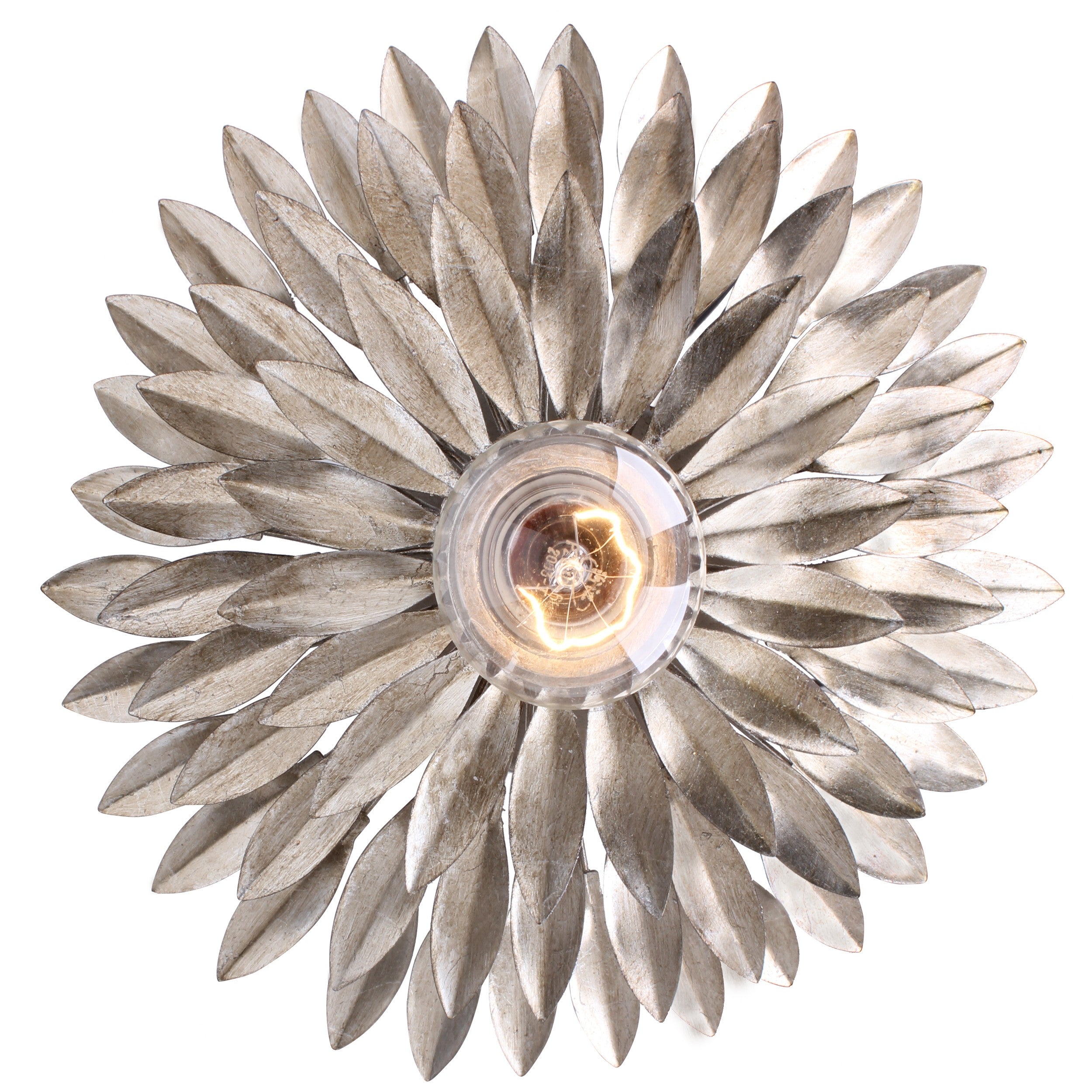 Crystorama Broche 500-SA – 11 Inch – 1 Light – Semi Flush Mount Light – Antique Silver – Damp Rated