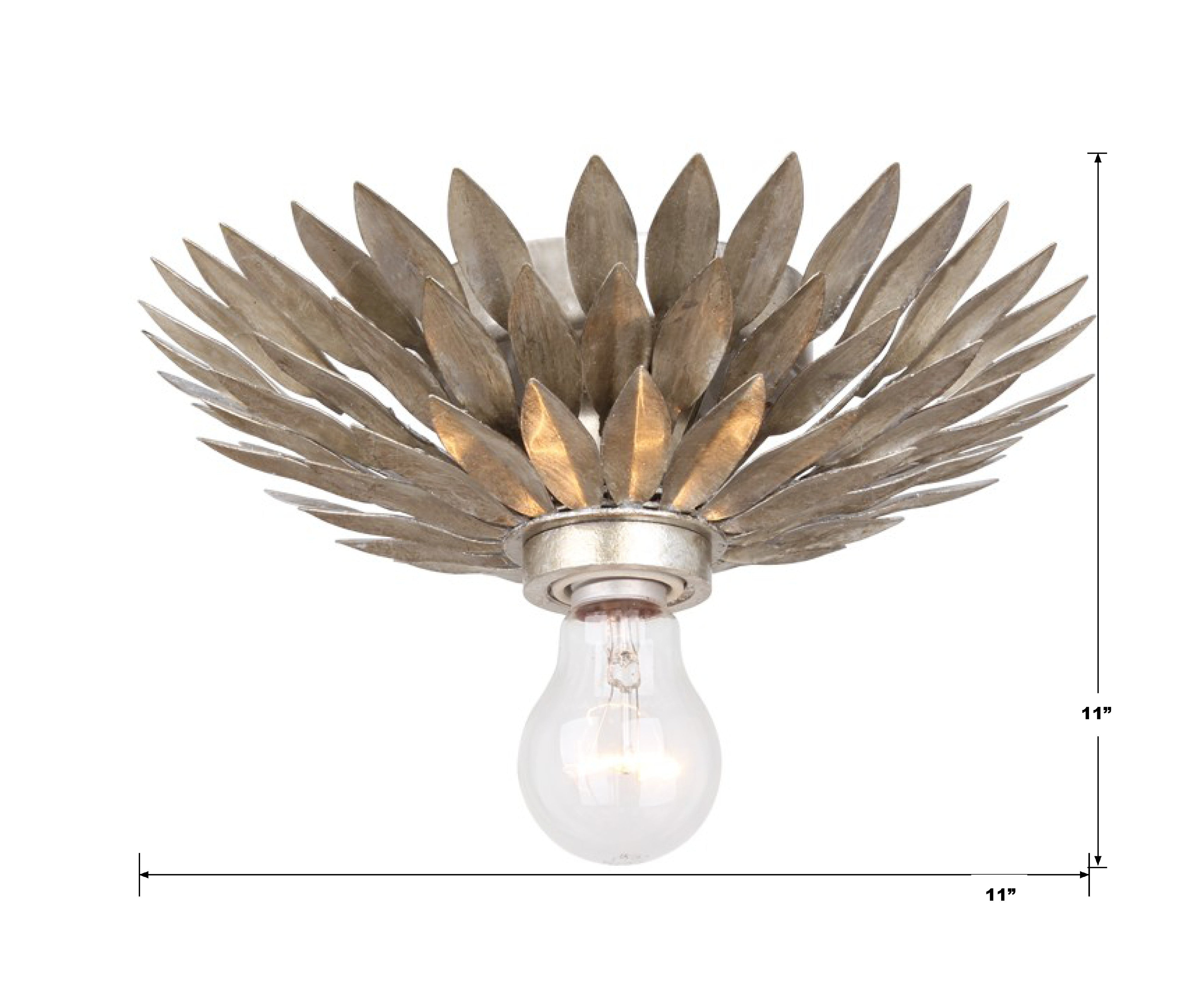 Crystorama Broche 500-SA – 11 Inch – 1 Light – Semi Flush Mount Light – Antique Silver – Damp Rated