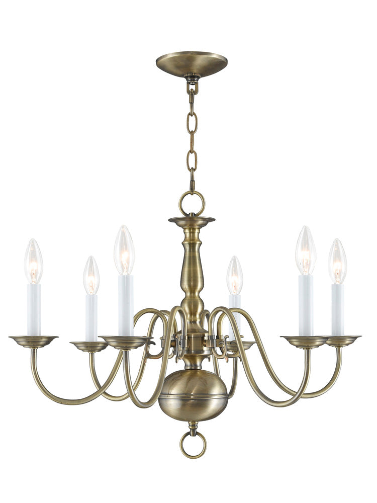 Livex Lighting WILLIAMSBURGH 5006-01 Chandelier Traditional - Antique Brass