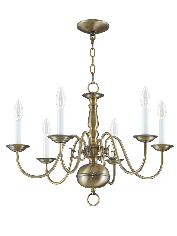 Livex Lighting WILLIAMSBURGH 5006-01 Chandelier Traditional - Antique Brass