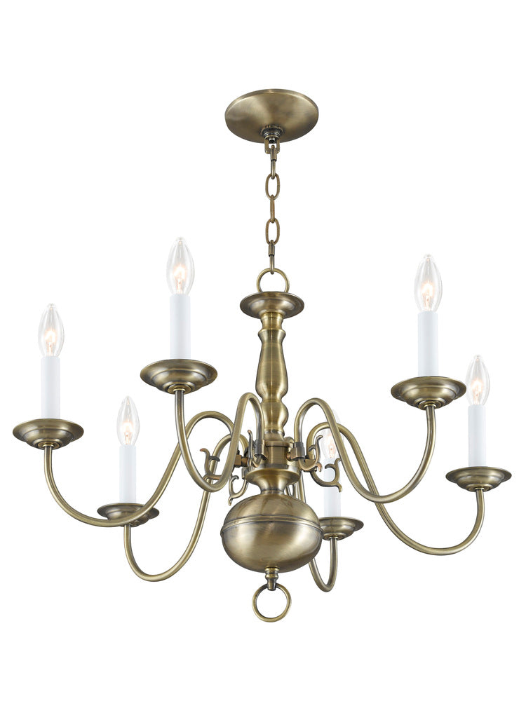 Livex Lighting WILLIAMSBURGH 5006-01 Chandelier Traditional - Antique Brass