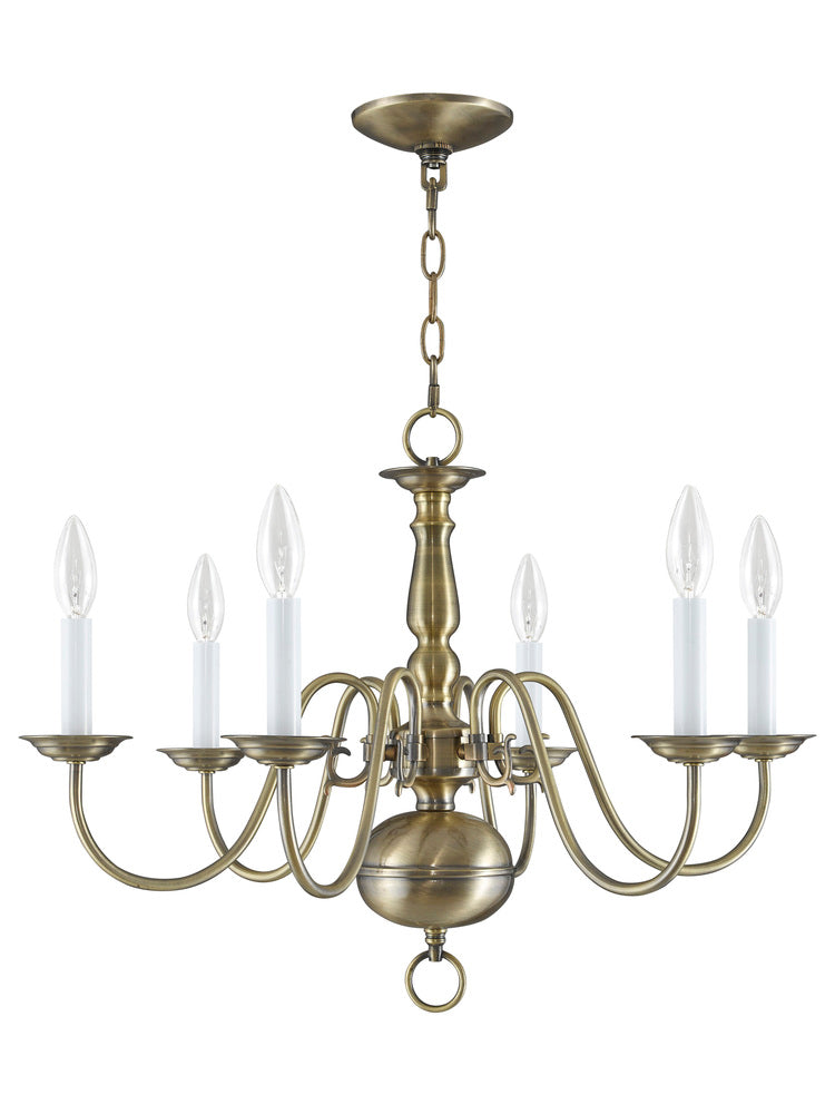 Livex Lighting WILLIAMSBURGH 5006-01 Chandelier Traditional - Antique Brass