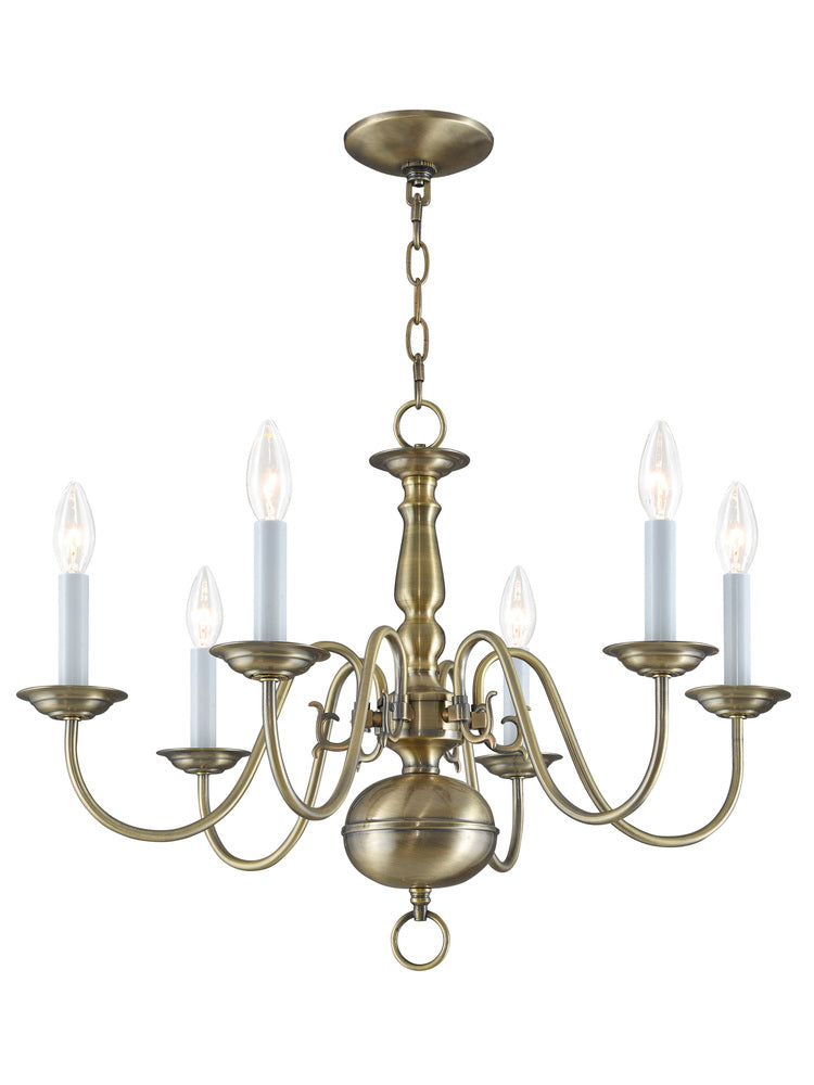 Livex Lighting WILLIAMSBURGH 5006-01 Chandelier Traditional - Antique Brass