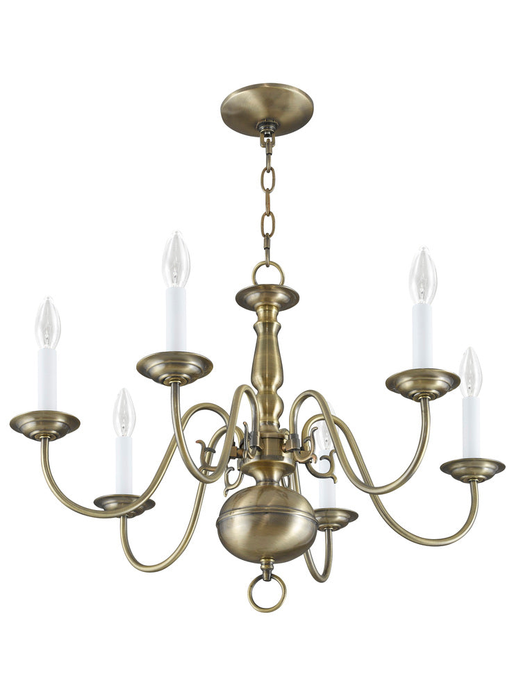 Livex Lighting WILLIAMSBURGH 5006-01 Chandelier Traditional - Antique Brass