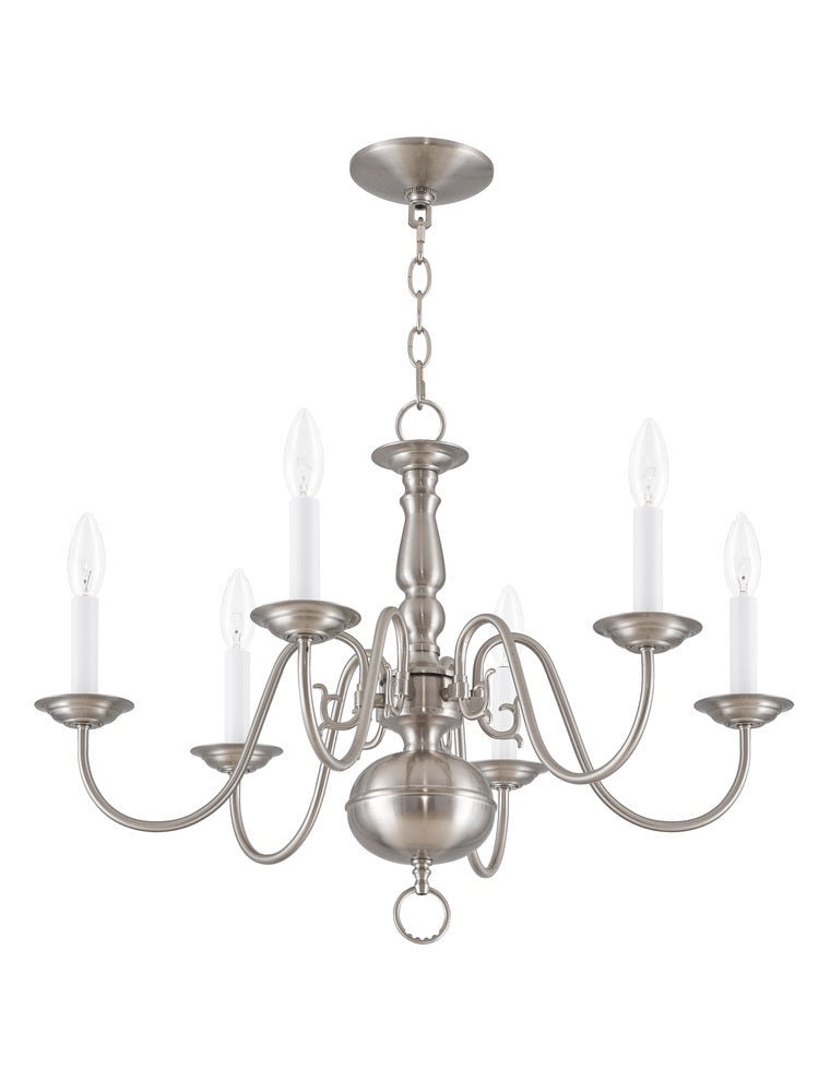 Livex Lighting WILLIAMSBURGH 5006-91 Chandelier Traditional - Brushed Nickel