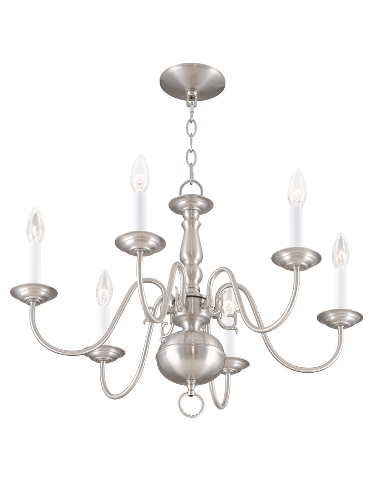 Livex Lighting WILLIAMSBURGH 5006-91 Chandelier Traditional - Brushed Nickel