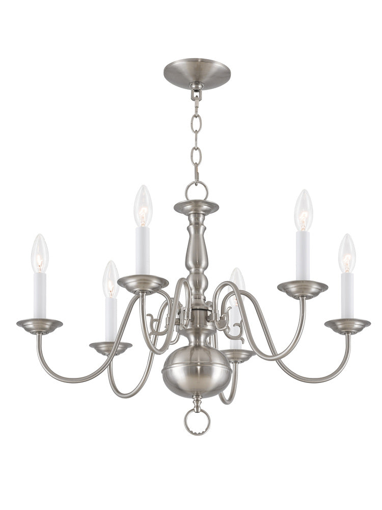 Livex Lighting WILLIAMSBURGH 5006-91 Chandelier Traditional - Brushed Nickel