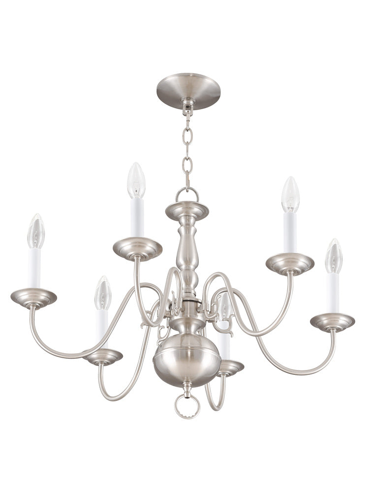 Livex Lighting WILLIAMSBURGH 5006-91 Chandelier Traditional - Brushed Nickel