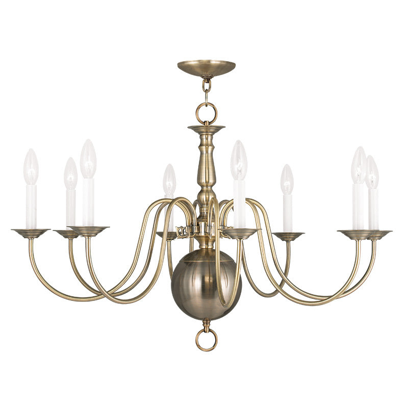 Livex Lighting WILLIAMSBURGH 5007-01 Chandelier Traditional - Antique Brass