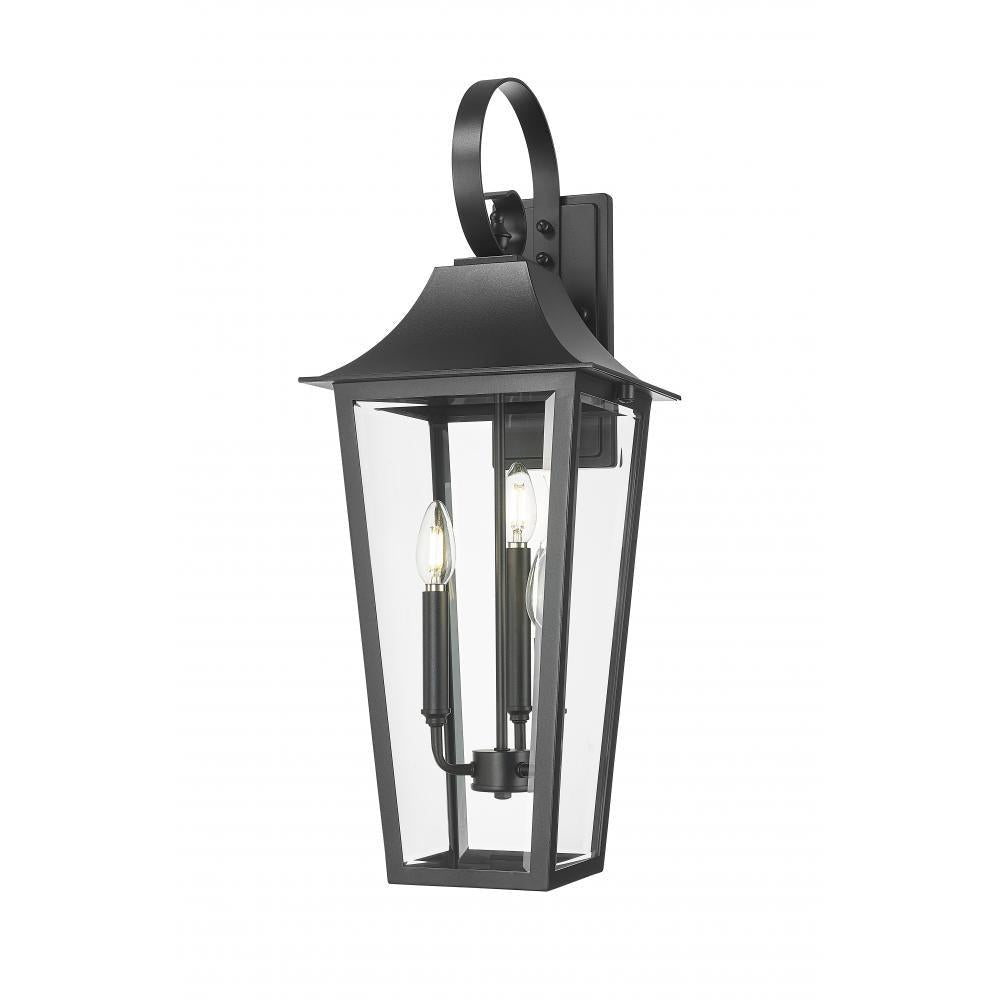 3 Light Outdoor Wall Light-Clear Beveled